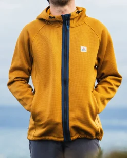 Hoodies & Sweatshirts|Fleece>Passenger Vertical Full Zip Hooded Recycled Fleece Dusty Ochre