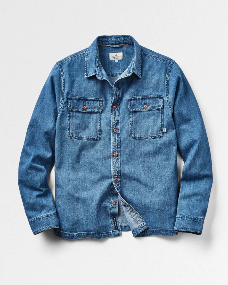 Shirts|Men's Outlet>Passenger Vision Denim Shirt Denim Blue