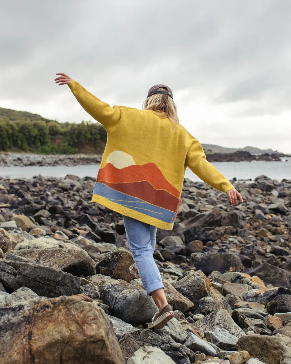 Knitwear|Best Sellers>Passenger Vista Recycled Knitted Cardigan Amber Gold