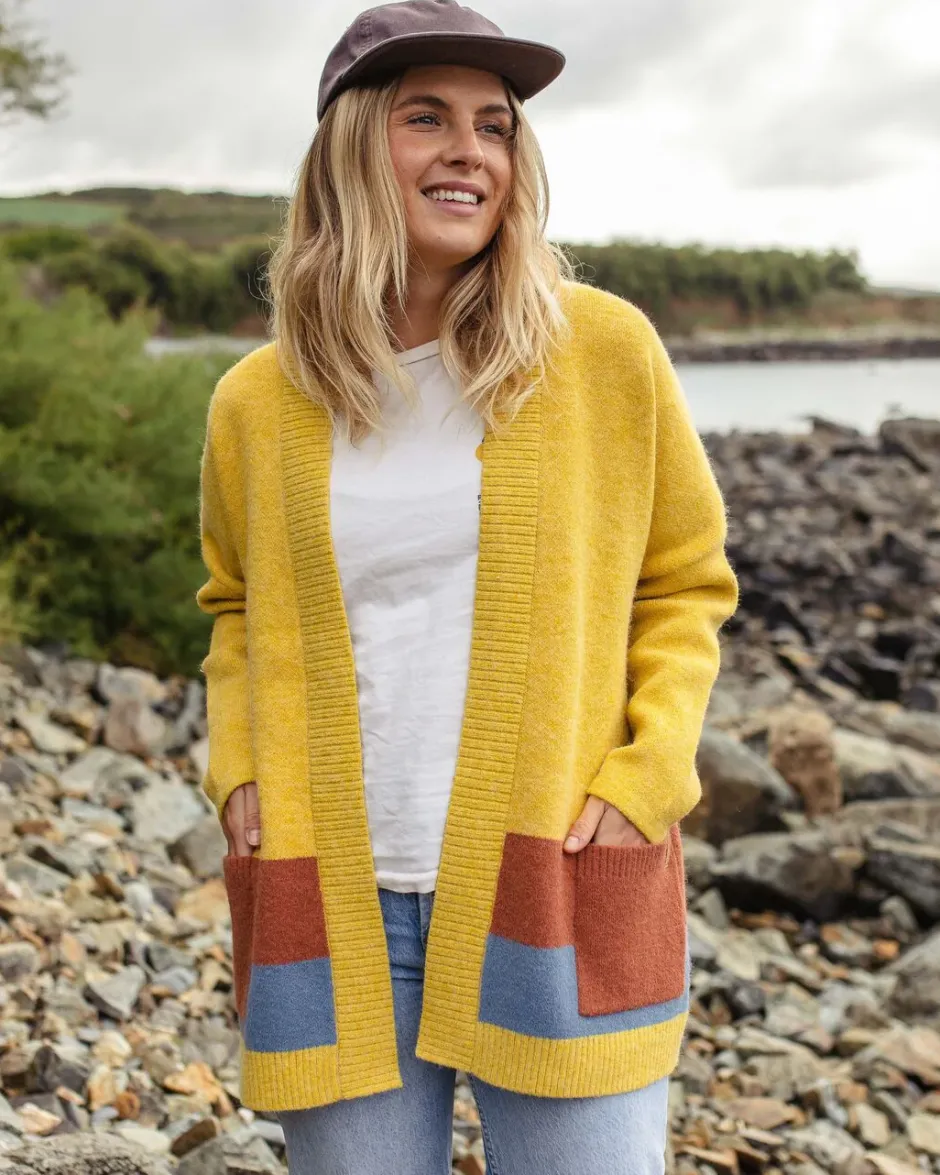 Knitwear|Best Sellers>Passenger Vista Recycled Knitted Cardigan Amber Gold