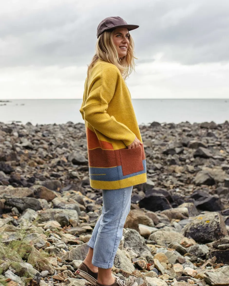 Knitwear|Best Sellers>Passenger Vista Recycled Knitted Cardigan Amber Gold