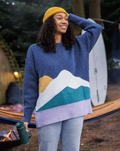 Knitwear|Winter Road Trip Essentials>Passenger Vista Recycled Oversized Knitted Jumper Dark Denim