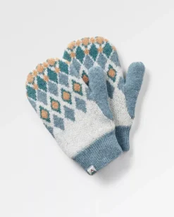 Accessories|Men's Outlet>Passenger Wave Recycled Fleece Lined Mittens Vintage White