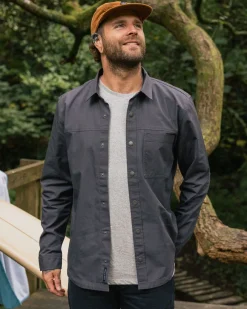 Shirts|Men's Outlet>Passenger Way Organic Cotton Ripstop Shirt Charcoal
