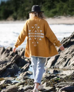 Knitwear>Passenger West Coast Recycled Knitted Cardigan Sunset Yellow Marl