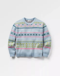 Knitwear|Women's Outlet>Passenger Whimsical Recycled Knitted Jumper Homespun Stripe Blue Fog