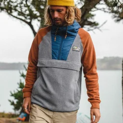 Men's Outlet|Men's>Floris van Bommel Woodland 1/2 Zip Recycled Polar Fleece Grey Marl