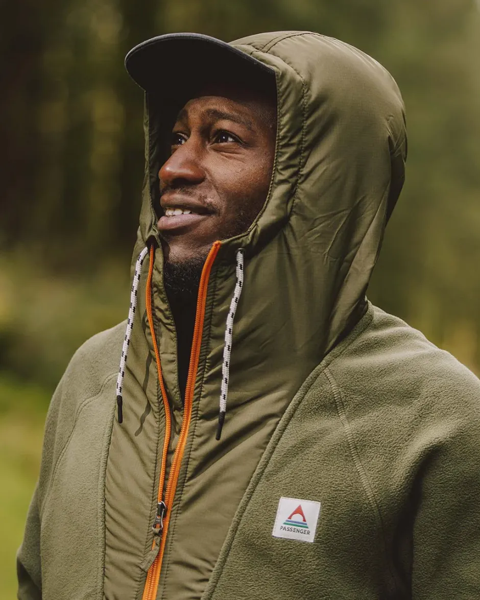 Fleece|Fleece>Floris van Bommel Woodland Hooded 1/2 Zip Polar Fleece True Black/ Khaki