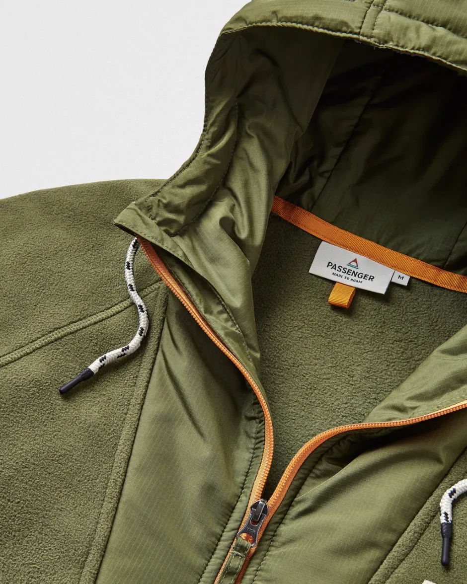 Fleece|Fleece>Floris van Bommel Woodland Hooded 1/2 Zip Polar Fleece True Black/ Khaki