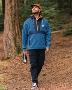 Fleece|Fleece>Floris van Bommel Woodland Recycled Polar-lined Sherpa Fleece Blue Steel